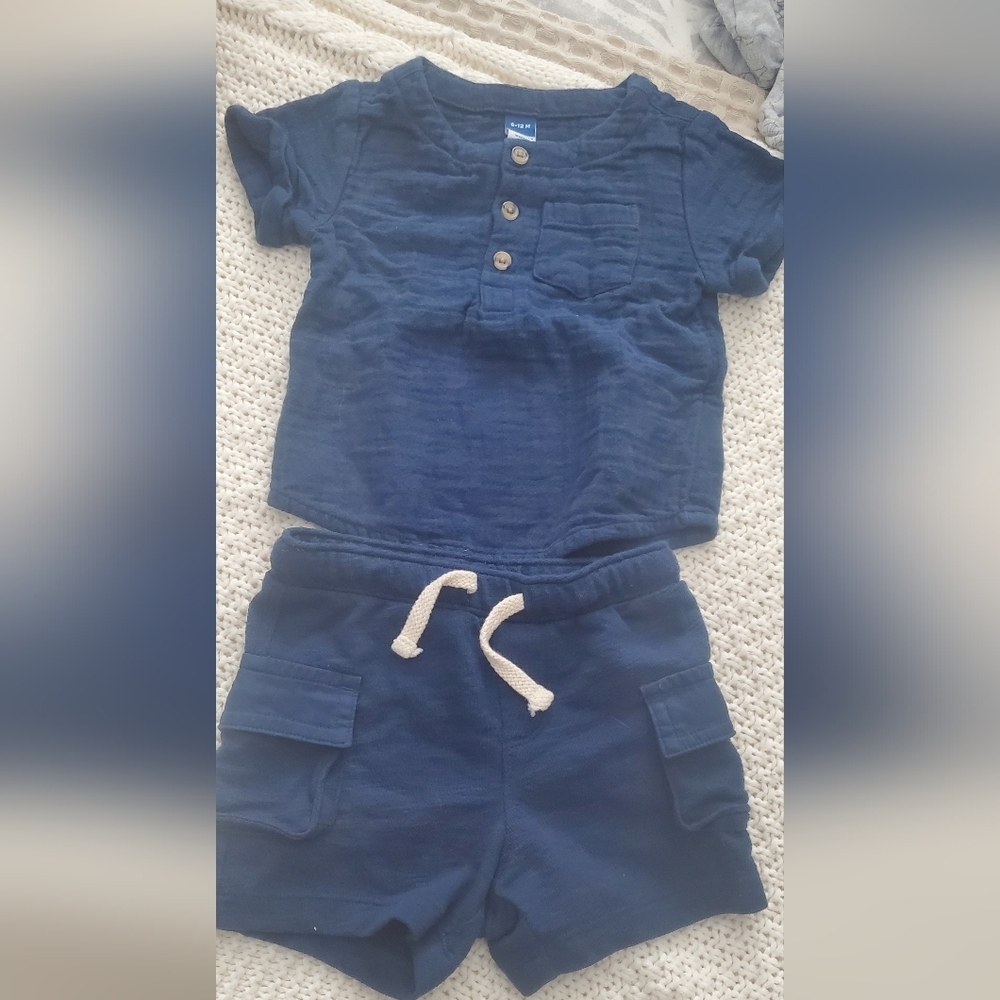 Blue Button-Up Baby Outfit